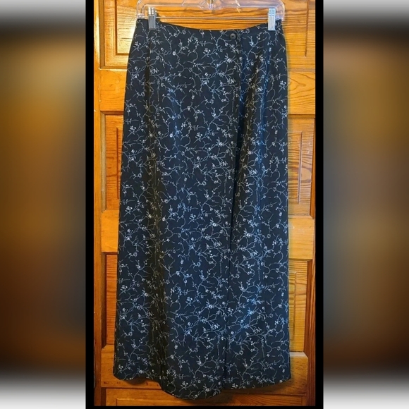 Vintage T R Bentley Black Floral Maxi Skirt Sz S Fairy Whimsigoth Cottagecore - Picture 1 of 6